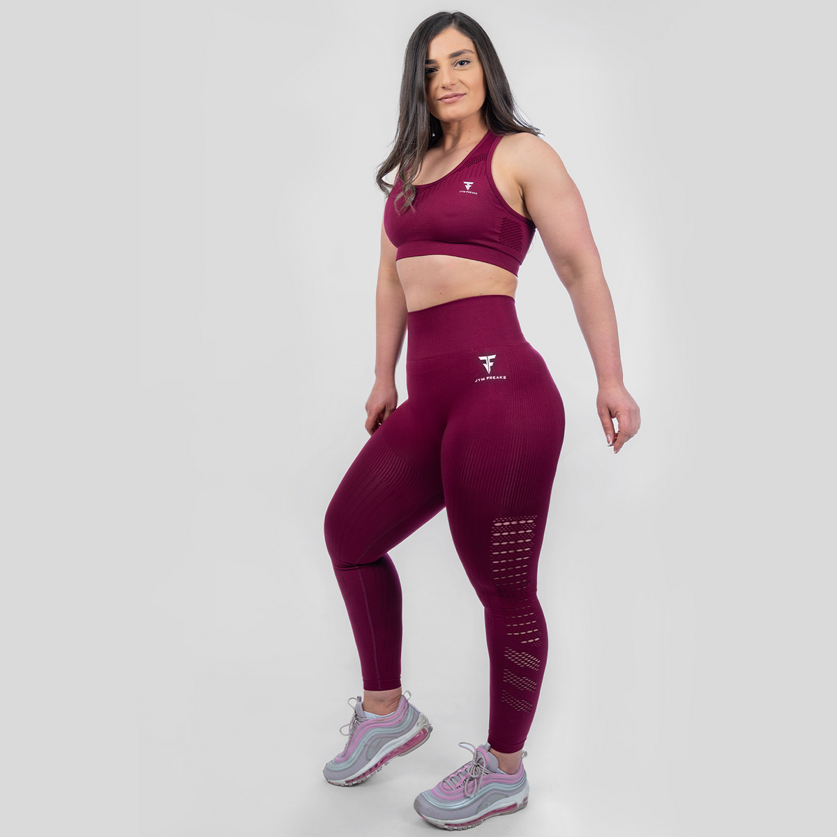 Power Packed Mesh Leggings Maroon Jym Freaks