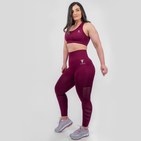 Maroon mesh leggings deals