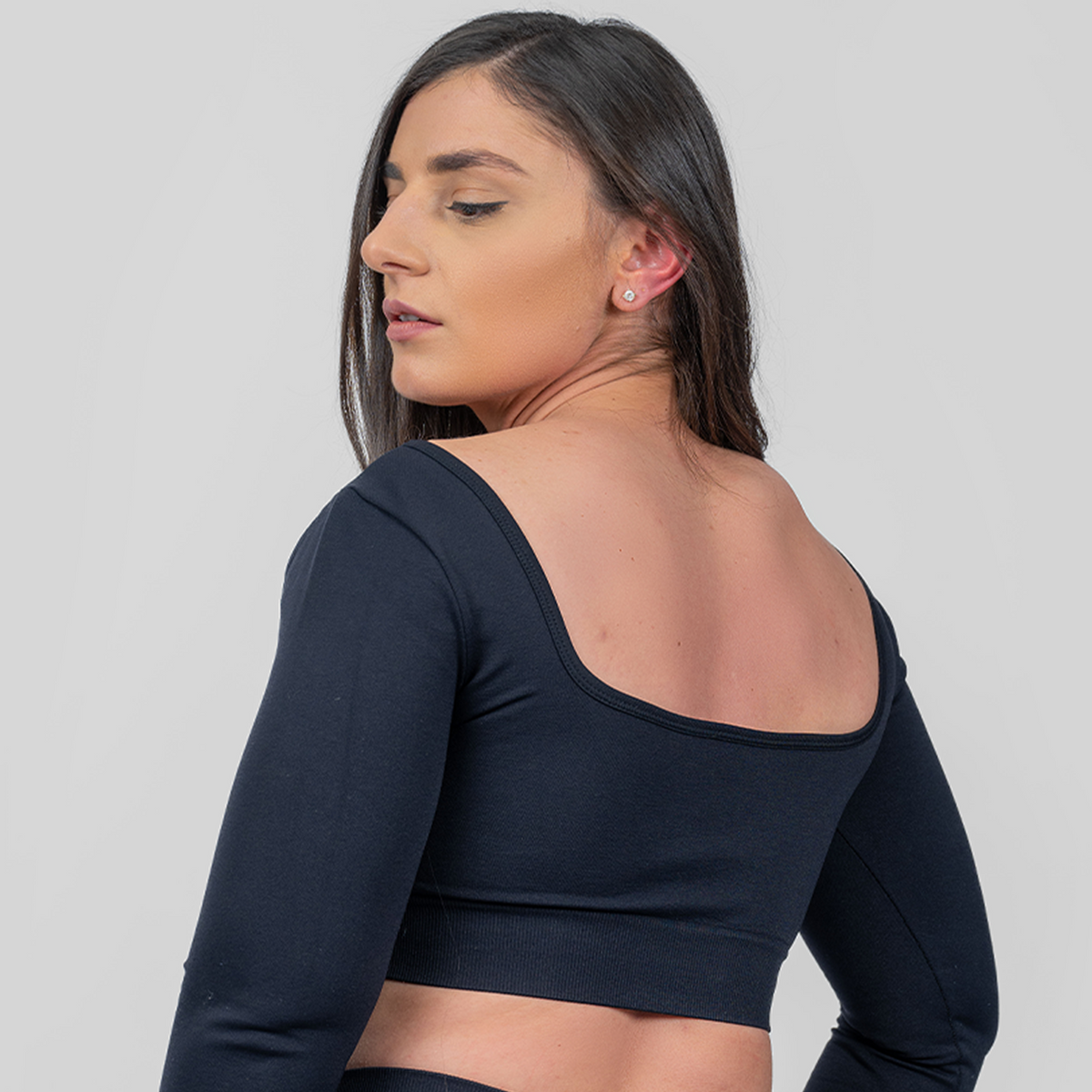 High Support Seamless Crop Top Raven Black