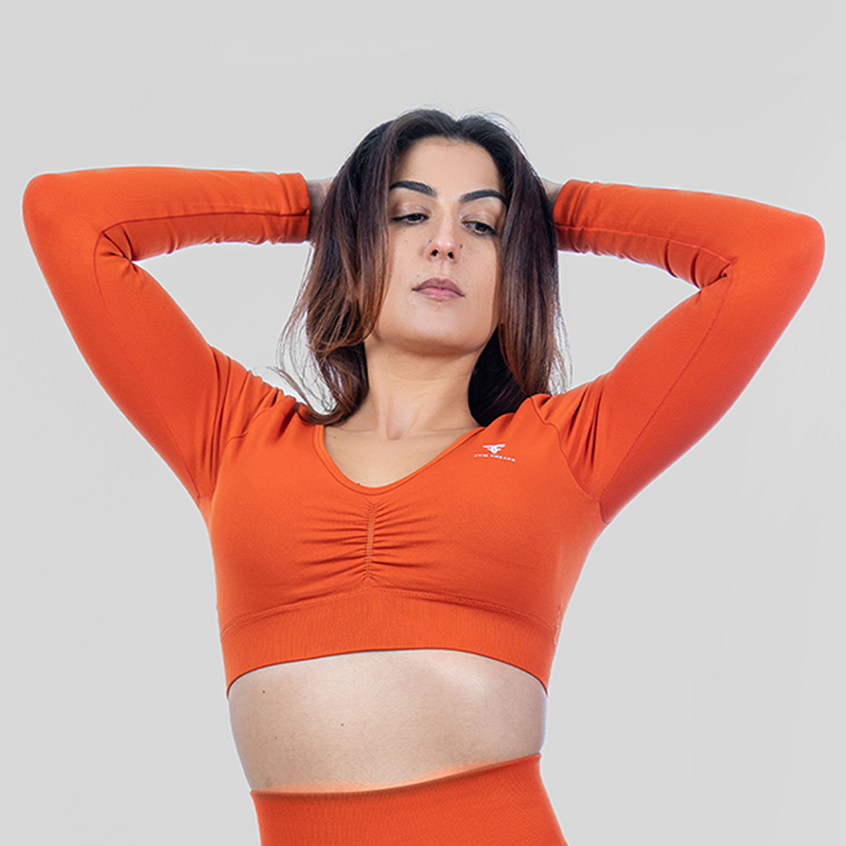High Support Seamless Crop Top Blaze Orange