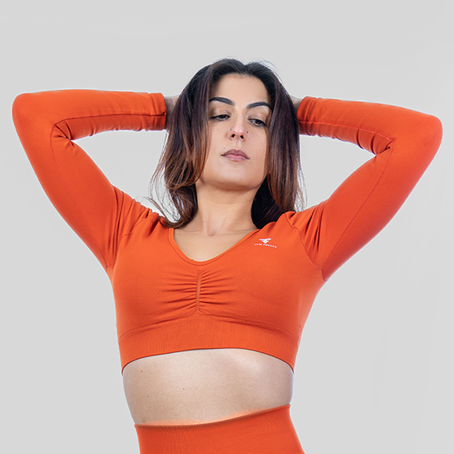 High Support Seamless Crop Top Blaze Orange Jym Freaks
