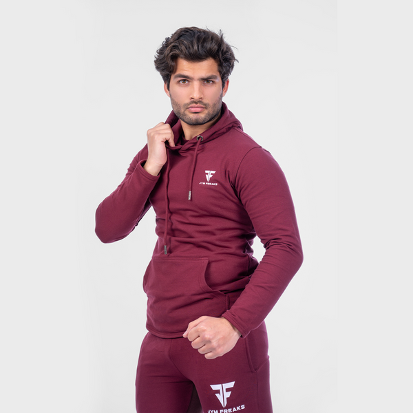 Muscle Fit Hooded Sweatshirt Maroon