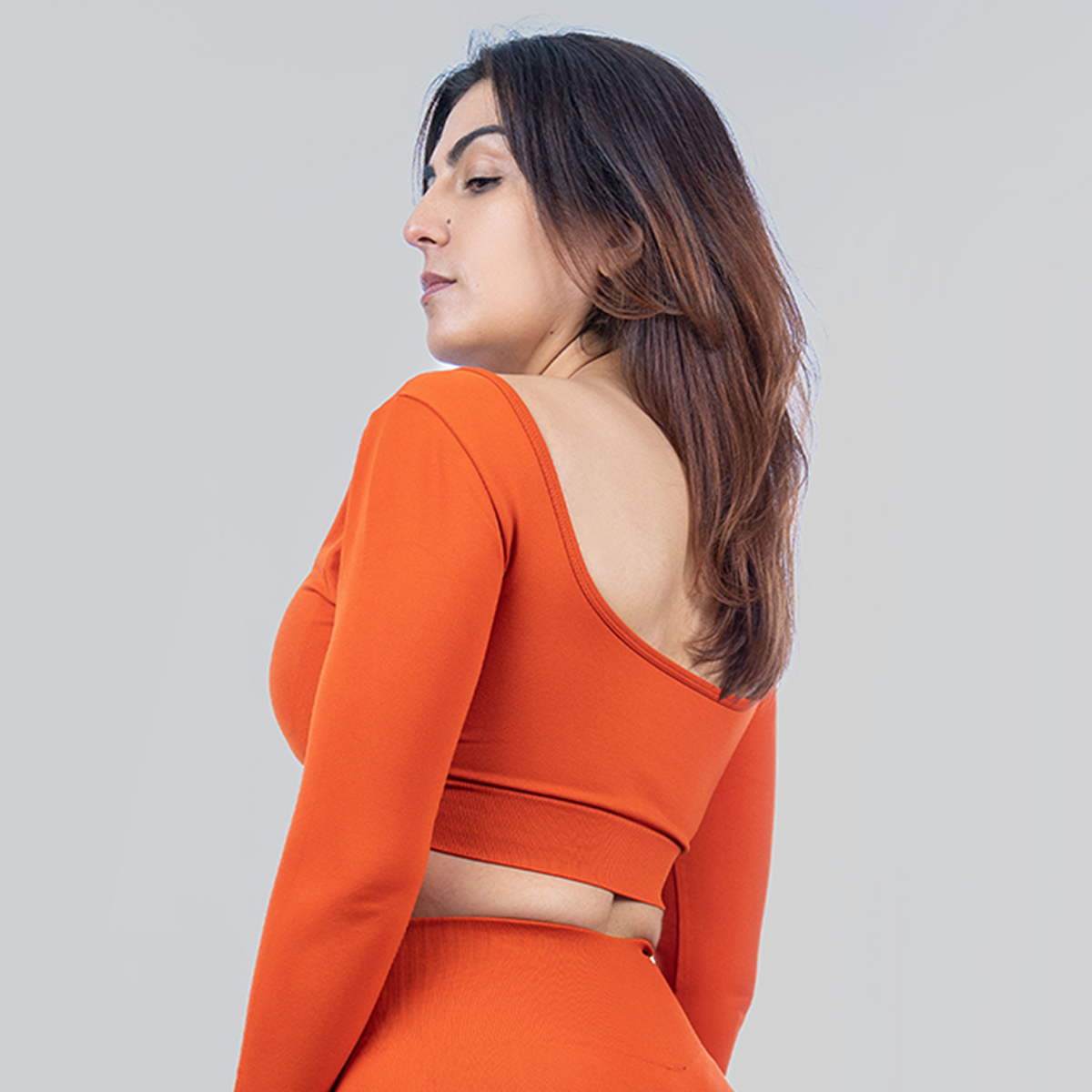 High Support Seamless Crop Top Blaze Orange