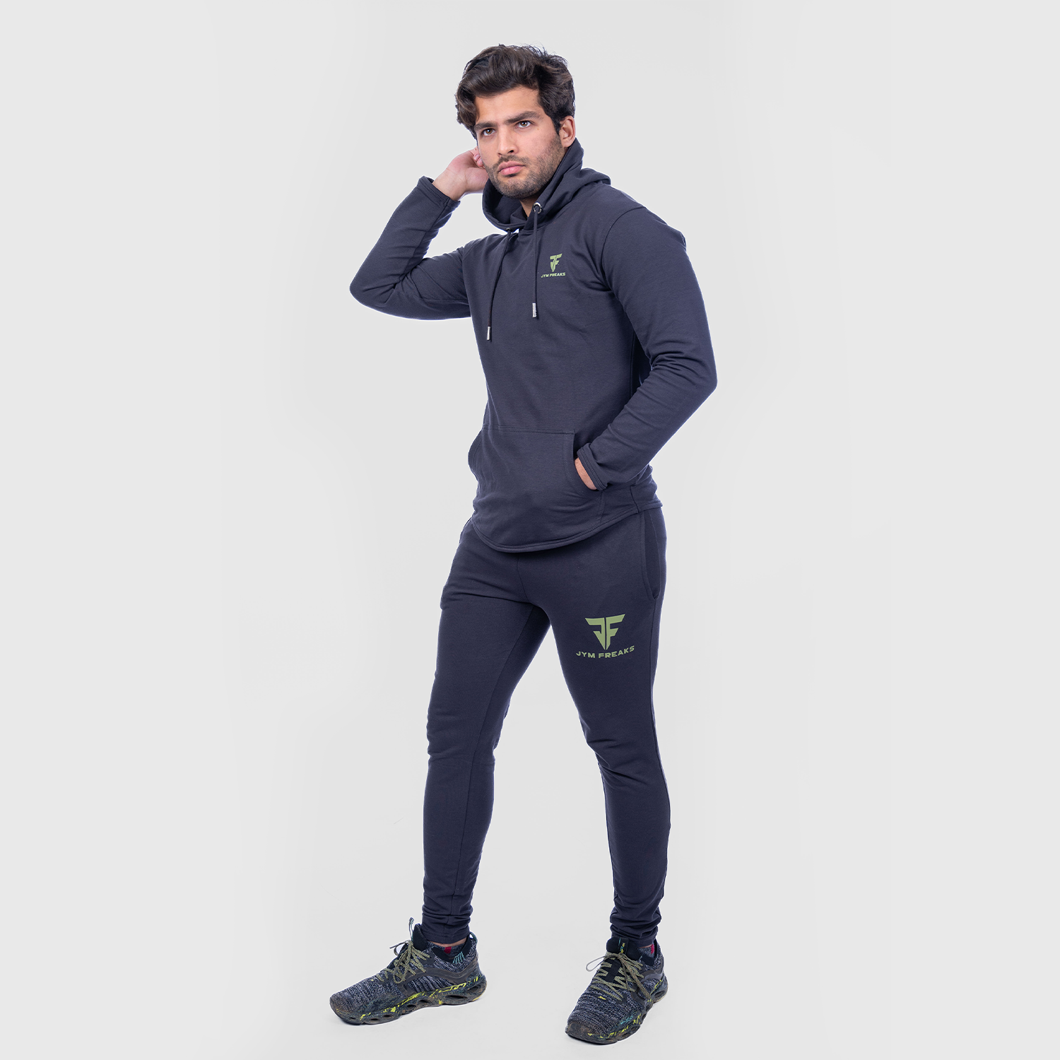 Muscle Fit Hooded Tracksuit Raven Black