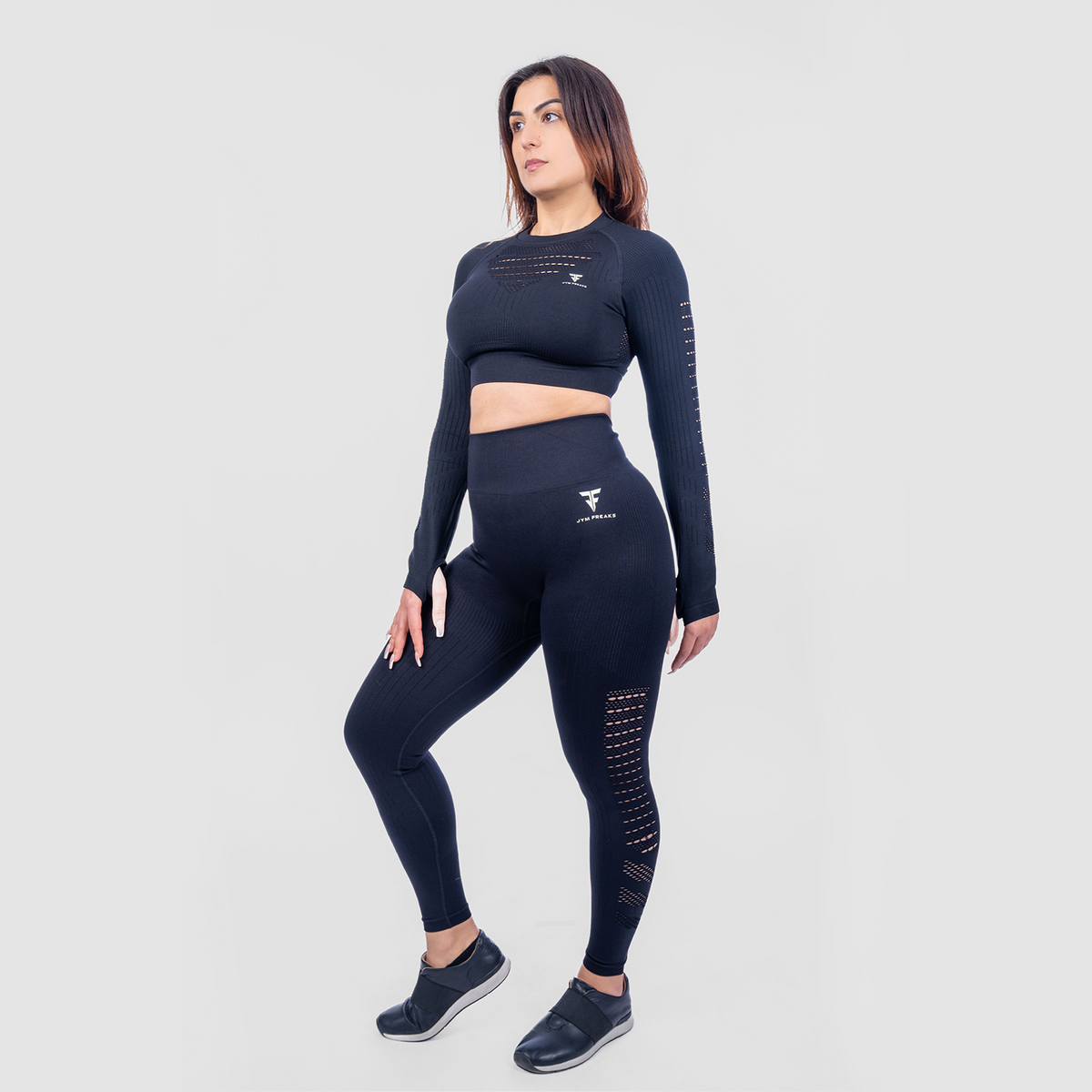 Power Packed Mesh Leggings &amp; Top Raven Black